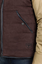 Load image into Gallery viewer, Men's Fur Lined Quilted Faux Suede Vest - Dark Brown