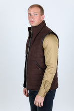 Load image into Gallery viewer, Men's Fur Lined Quilted Faux Suede Vest - Dark Brown
