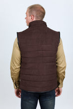 Load image into Gallery viewer, Men's Fur Lined Quilted Faux Suede Vest - Dark Brown