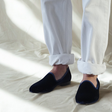 Load image into Gallery viewer, Men's Blue Velvet Slipper II
