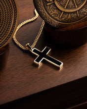 Load image into Gallery viewer, Stone Cross Pendant - 14K Gold Onyx