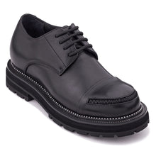 Load image into Gallery viewer, TOTO - W0982 - 3.3 Inches Taller (Black) - Low Top Chunky Sole Cap-Toe Casual Derbies