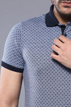 Load image into Gallery viewer, Blue Patterned Polo Men T-Shirt | Wessi
