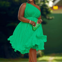 Load image into Gallery viewer, Luxe Couture Ruffle Midi Dress with Flowing Pleats for Effortless Elegance