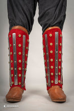 Load image into Gallery viewer, Splinted Suede Leather Greaves Red