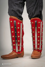 Load image into Gallery viewer, Splinted Suede Leather Greaves Red