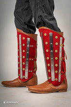 Load image into Gallery viewer, Splinted Suede Leather Greaves Red