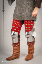 Load image into Gallery viewer, Splinted Leg Armour Suede Leather Red