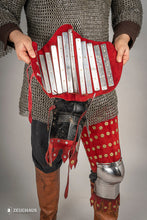 Load image into Gallery viewer, Splinted Leg Armour Suede Leather Red