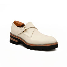 Load image into Gallery viewer, White Leather Monk Strap Shoes with Chunky Soles