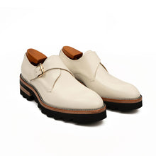 Load image into Gallery viewer, White Leather Monk Strap Shoes with Chunky Soles