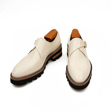Load image into Gallery viewer, White Leather Monk Strap Shoes with Chunky Soles