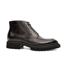 Load image into Gallery viewer, Wine Patent Lug Sole Ankle Boot