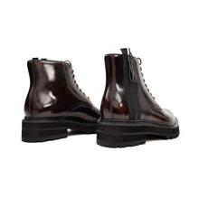 Load image into Gallery viewer, Wine Red Side-Zip Combat Boot