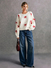 Load image into Gallery viewer, Women Cute Red Bow Decor Christmas Sweater | NCS