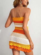 Load image into Gallery viewer, Women's Color Block Lettuce Trim Pointelle Knitted Mini Dress | NCS