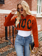 Load image into Gallery viewer, Women’s Halloween Letter Jacquard Cropped Hoodie Sweater | NCS