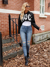 Load image into Gallery viewer, Women’s Halloween Letter Jacquard Cropped Hoodie Sweater | NCS
