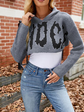 Load image into Gallery viewer, Women’s Halloween Letter Jacquard Cropped Hoodie Sweater | NCS