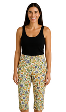 Load image into Gallery viewer, Women's Casual Botanical Bloom Capri Pants with Front Pockets and A Consealed Zipper