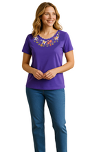 Load image into Gallery viewer, Women's Scalloped Neckline Embellished Tee