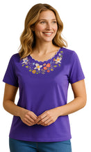 Load image into Gallery viewer, Women's Scalloped Neckline Embellished Tee