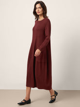 Load image into Gallery viewer, Wool-Cotton Asymmetric Cocoon Midi Dress AVERIE