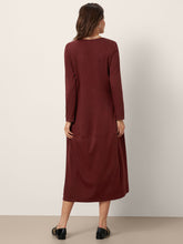 Load image into Gallery viewer, Wool-Cotton Asymmetric Cocoon Midi Dress AVERIE