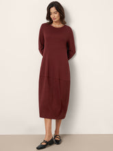 Load image into Gallery viewer, Wool-Cotton Asymmetric Cocoon Midi Dress AVERIE