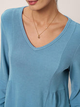 Load image into Gallery viewer, Wool-Blend Sweetheart Pleated Long Sleeve Top AMBER