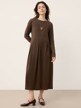 Load image into Gallery viewer, Wool Arc-Panel Sculpted Pleats Maxi Dress CALISTA