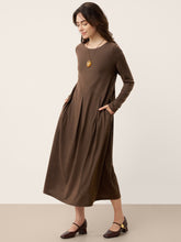 Load image into Gallery viewer, Wool Arc-Panel Sculpted Pleats Maxi Dress CALISTA