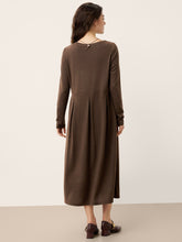 Load image into Gallery viewer, Wool Arc-Panel Sculpted Pleats Maxi Dress CALISTA