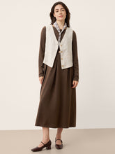 Load image into Gallery viewer, Wool Arc-Panel Sculpted Pleats Maxi Dress CALISTA