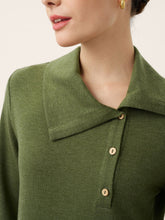 Load image into Gallery viewer, Wool Asymmetric Lapel Fruit Button Decor Top YSABEL