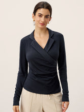 Load image into Gallery viewer, Wool Asymmetric Side Ruched Stretch Top BRIONY