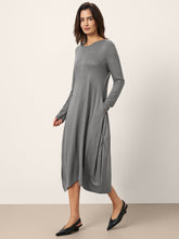 Load image into Gallery viewer, Wool Cocoon Curved Waist Midi Dress FARRAH