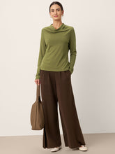 Load image into Gallery viewer, Wool Cowl Drape Stretch Long Sleeve Top INEKE