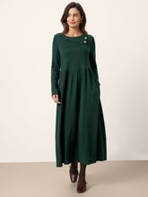 Load image into Gallery viewer, Wool Layered Neck Pleated Maxi Dress BILLIE