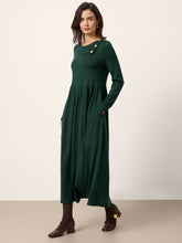Load image into Gallery viewer, Wool Layered Neck Pleated Maxi Dress BILLIE