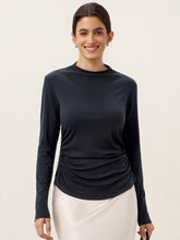 Load image into Gallery viewer, Wool Mock Neck Waist Pleat Top ISOLDE