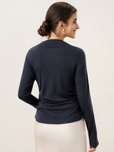 Load image into Gallery viewer, Wool Mock Neck Waist Pleat Top ISOLDE