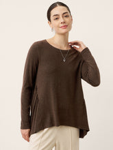 Load image into Gallery viewer, Wool Panelled Ruched Asymmetric Hem Top KALISTA