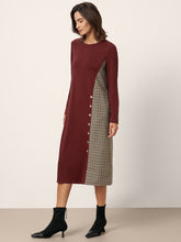 Load image into Gallery viewer, Wool Plaid Panel Midi Dress ALIA