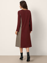 Load image into Gallery viewer, Wool Plaid Panel Midi Dress ALIA