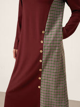 Load image into Gallery viewer, Wool Plaid Panel Midi Dress ALIA