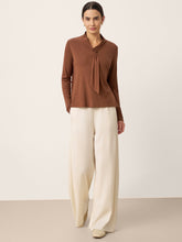 Load image into Gallery viewer, Wool Scarf Collar Long Sleeve Top ALESSIA