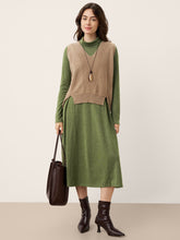 Load image into Gallery viewer, Wool Sculpted Pleats Turtleneck Maxi Dress BRIAR