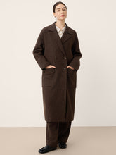 Load image into Gallery viewer, Wool Silk Double-Breasted Lapel Coat SAPPHIRE