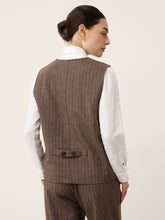 Load image into Gallery viewer, Wool Striped V-Neck Button-Detail Vest ELUNED